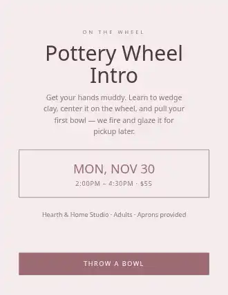 Pottery Wheel Intro — Skills flyer template