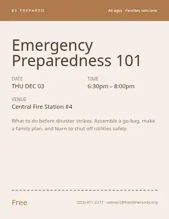 Emergency Preparedness 101 — Skills flyer template