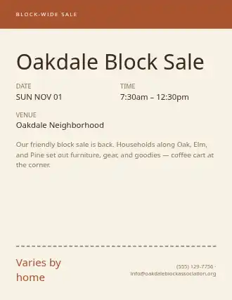 Oakdale Block Sale — Garage Sales template