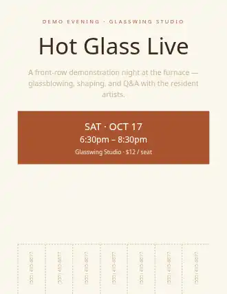 Hot Glass Live — Artist Studios flyer template