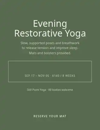 Evening Restorative Yoga — Adult Classes template