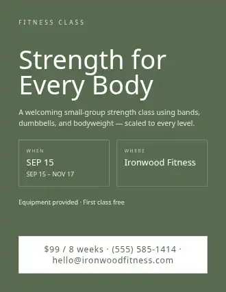 Strength for Every Body — Adult Classes flyer template