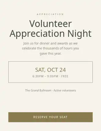 Volunteer Appreciation Night — Volunteering template