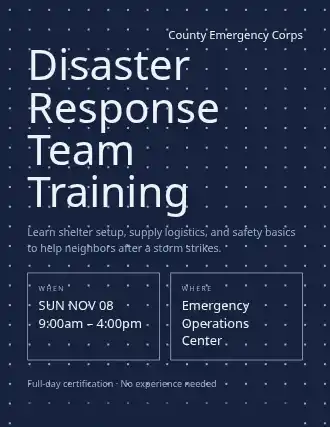 Disaster Response Team Training — Volunteering template
