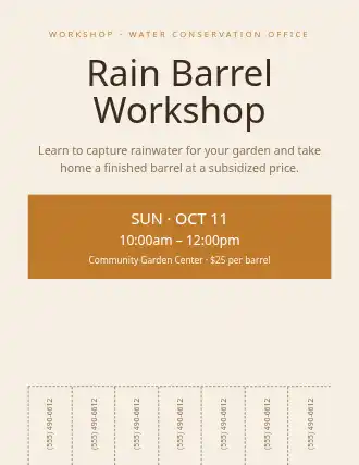 Rain Barrel Workshop — City Services flyer template
