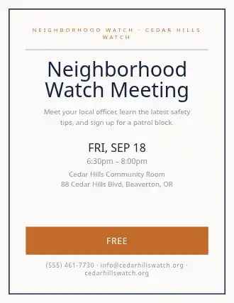 Neighborhood Watch Meeting — Neighborhood Services template