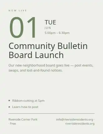 Community Bulletin Board Launch — Neighborhood Services template