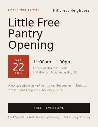 Little Free Pantry Opening — Neighborhood Services flyer template