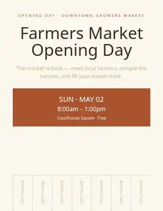 Farmers Market Opening Day — Upcoming Events template