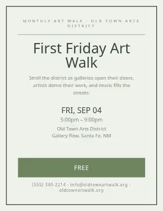 First Friday Art Walk — Upcoming Events flyer template