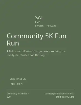 Community 5K Fun Run — Upcoming Events flyer template