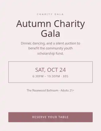 Autumn Charity Gala — Upcoming Events flyer template