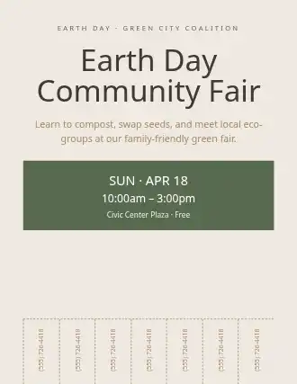 Earth Day Community Fair — Upcoming Events flyer template