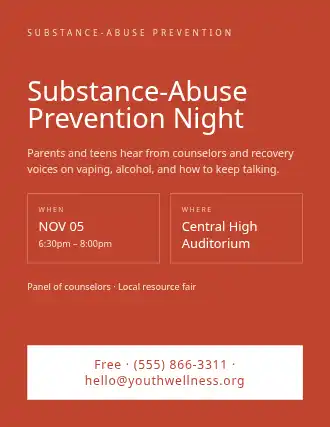 Substance-Abuse Prevention Night — Preventions flyer template