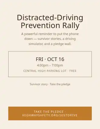 Distracted-Driving Prevention Rally — Preventions flyer template