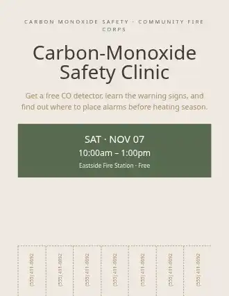 Carbon-Monoxide Safety Clinic — Preventions flyer template