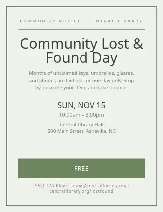 Community Lost & Found Day — Lost & Found template