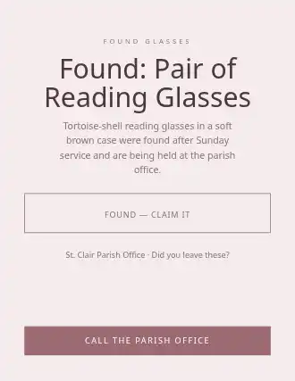 Found: Pair of Reading Glasses — Lost & Found flyer template