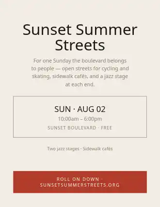 Sunset Summer Streets — Street Fairs flyer template