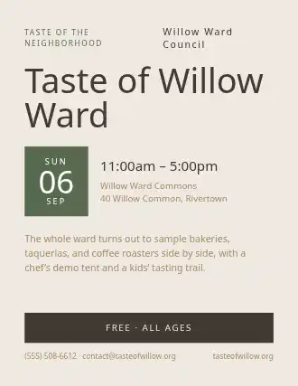 Taste of Willow Ward — Street Fairs flyer template