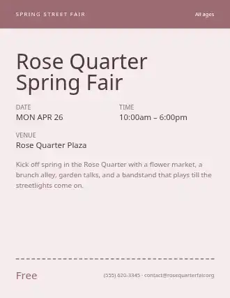 Rose Quarter Spring Fair — Street Fairs flyer template
