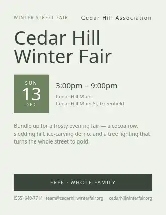 Cedar Hill Winter Fair — Street Fairs flyer template