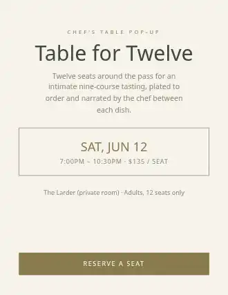Table for Twelve — Pop-up Restaurants template