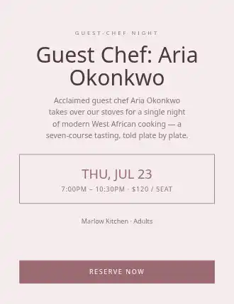 Guest Chef: Aria Okonkwo — Pop-up Restaurants template