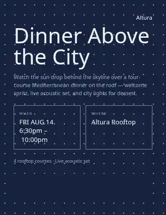 Dinner Above the City — Pop-up Restaurants template