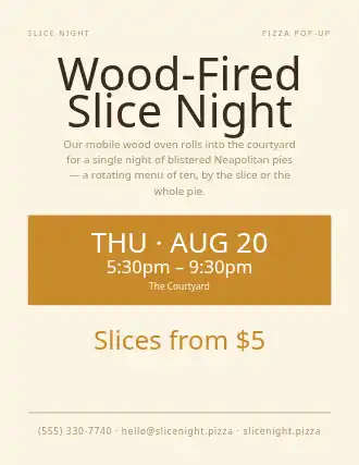 Wood-Fired Slice Night — Pop-up Restaurants flyer template