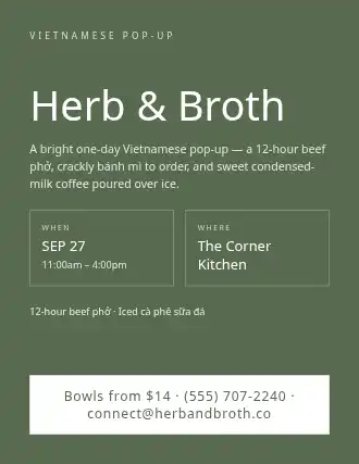 Herb & Broth — Pop-up Restaurants flyer template