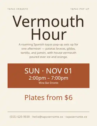 Vermouth Hour — Pop-up Restaurants flyer template