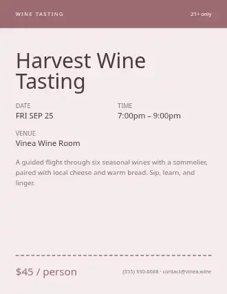 Harvest Wine Tasting — Social Events template