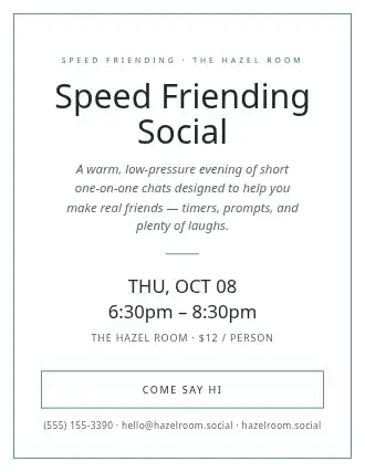 Speed Friending Social — Social Events flyer template