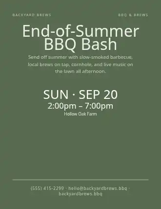 End-of-Summer BBQ Bash — Social Events flyer template