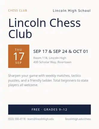 Lincoln Chess Club — School Clubs template