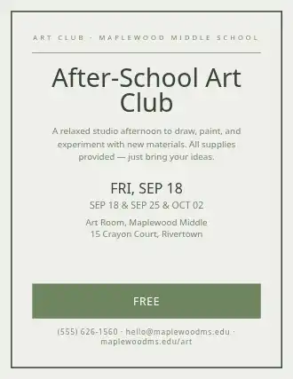 After-School Art Club — School Clubs template