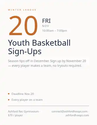 Youth Basketball Sign-Ups — Signups template