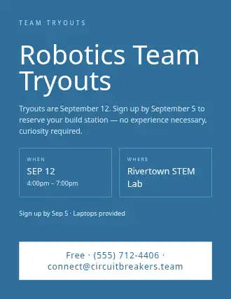 Robotics Team Tryouts — Signups template