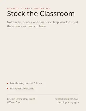 Stock the Classroom — Donations Drives template