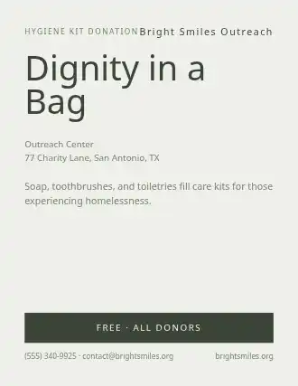 Dignity in a Bag — Donations Drives flyer template