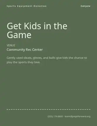 Get Kids in the Game — Donations Drives flyer template