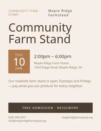 Community Farm Stand — Farmer Markets flyer template