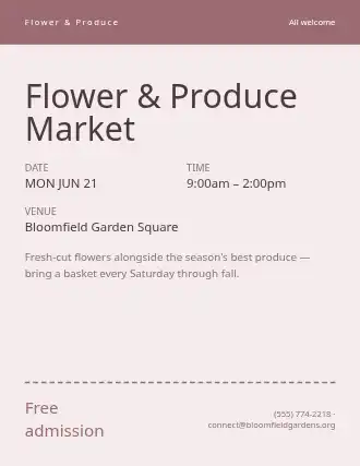 Flower & Produce Market — Farmer Markets flyer template