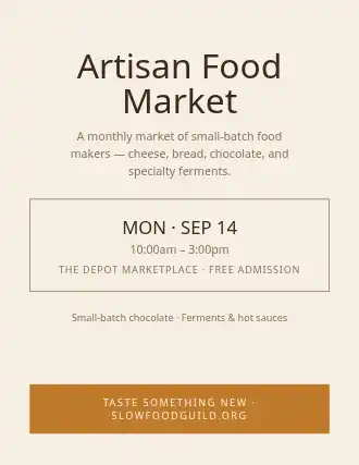 Artisan Food Market — Farmer Markets flyer template