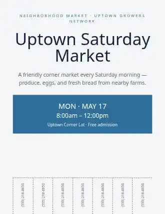 Uptown Saturday Market — Farmer Markets flyer template
