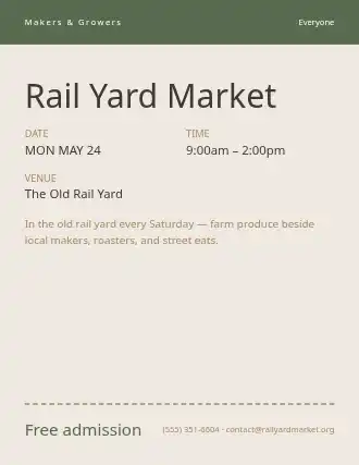 Rail Yard Market — Farmer Markets flyer template