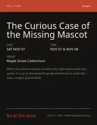 The Curious Case of the Missing Mascot — School Plays template