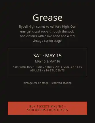Grease — School Plays flyer template
