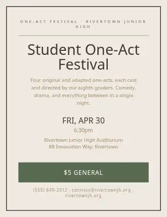 Student One-Act Festival — School Plays flyer template